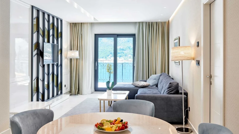 Comfy living room with views