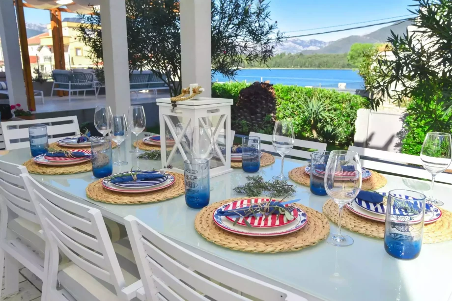 Dining Table with a Beautiful View at Villa Klara
