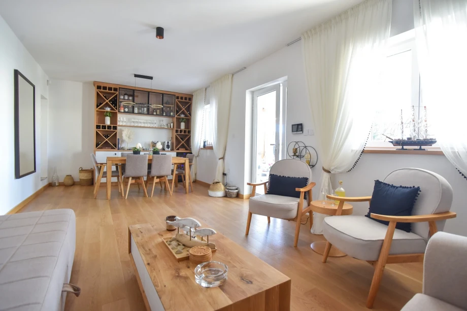 Wooden Details in the Living Room at Villa Klara
