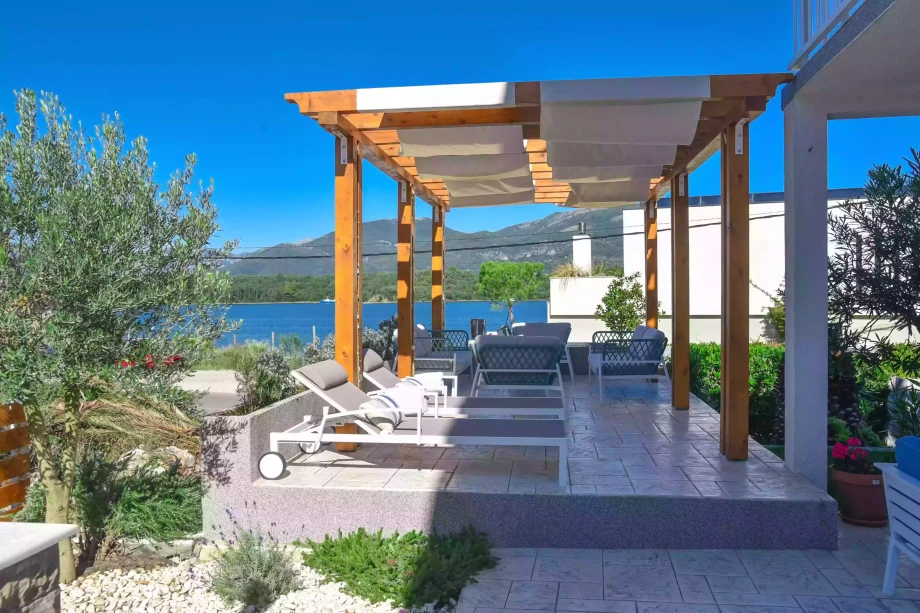 Outdoor area with sea view