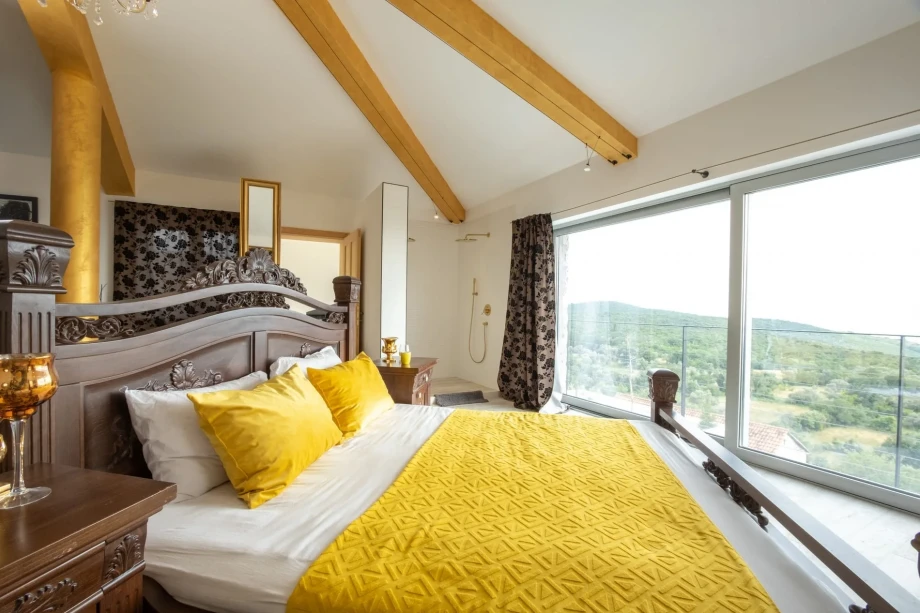 Bedroom with Stunning Sea View at Villa Infinity, Montenegro