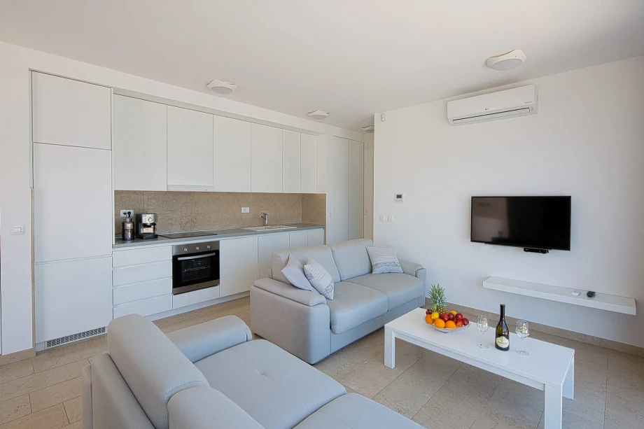 Large White Kitchen in Montenegro Villa with Modern Appliances