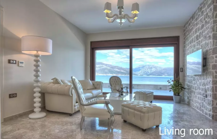 Modernly Furnished Room with Bay of Kotor View at Moonlight Beach Villa