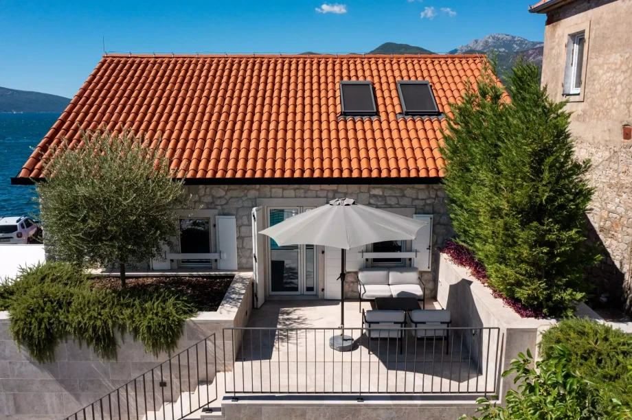 Villa with a Terrace Overlooking the Sea in Tivat