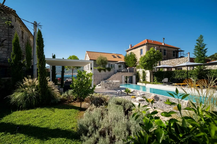 Rich Garden with Trees at Villa La Luce Di Tivat