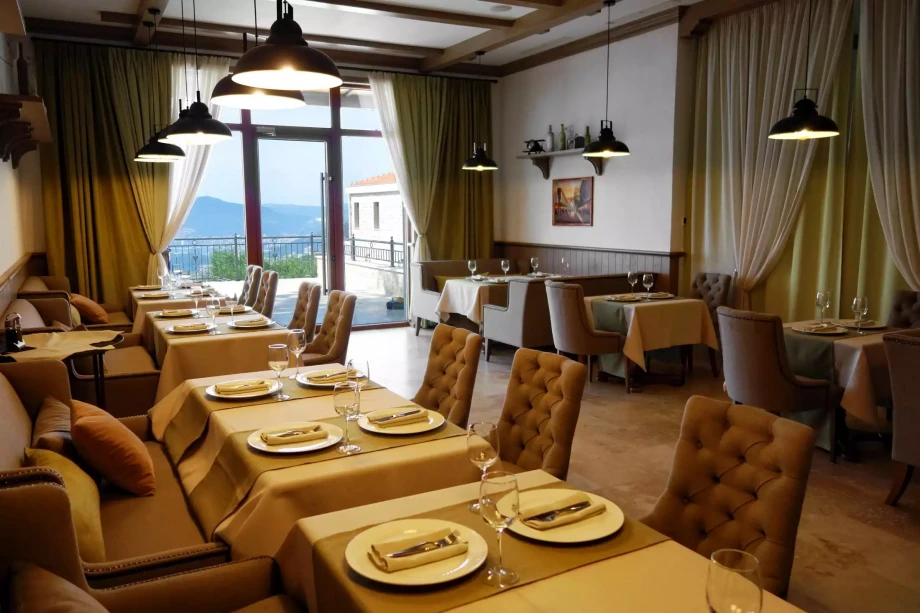 Elegant restaurant area inside an all inclusive villa for rent in Budva