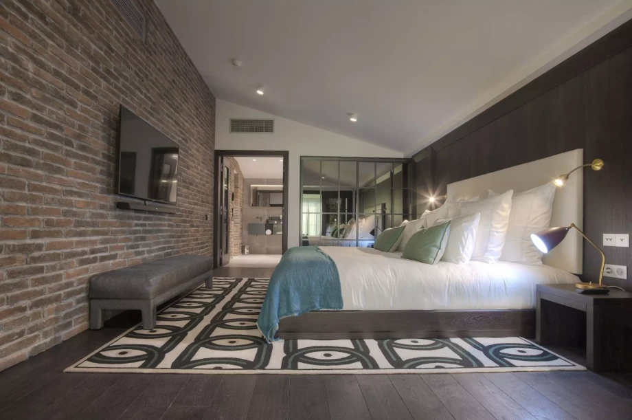 Luxury Bedroom with Queen Bed and TV in a Montenegro Villa for Rent
