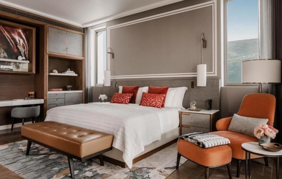 The master bedroom of a One&Only Villa with panoramic views