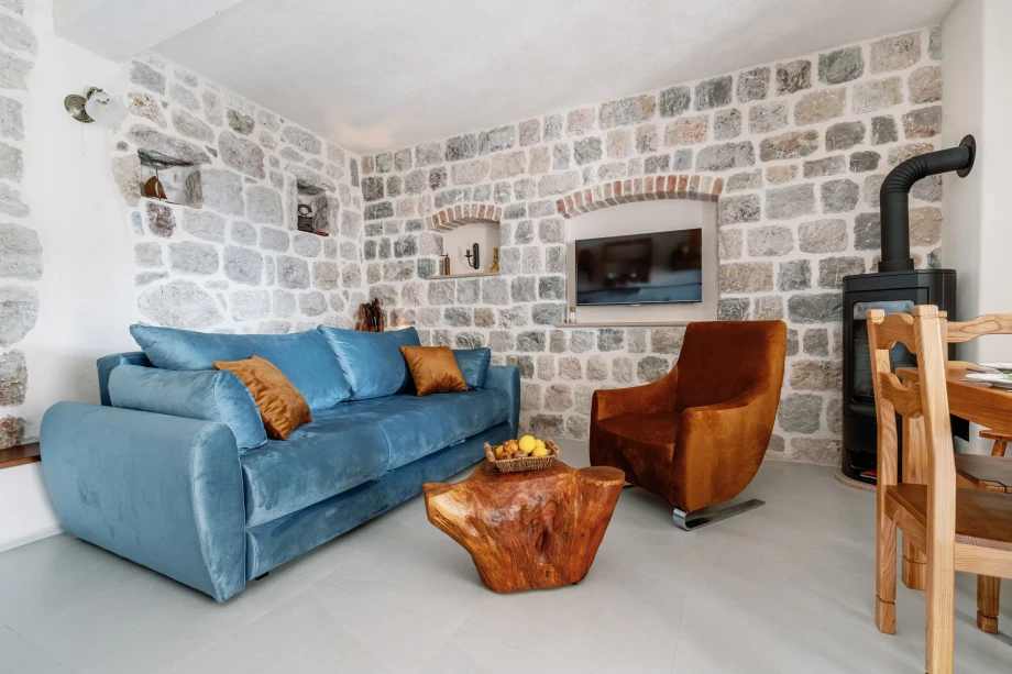 Living room with wooden furniture