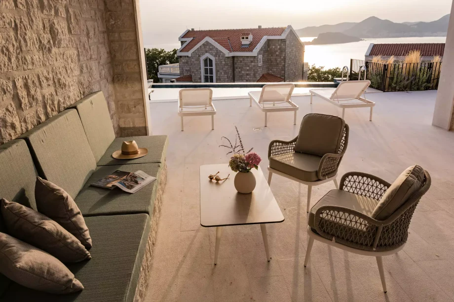 Outdoor area with modern furniture