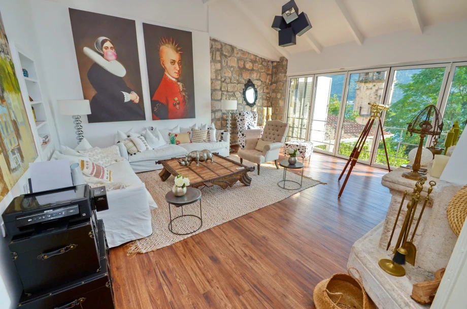 Living Room with Stunning View in Villa Corazón del Perasto