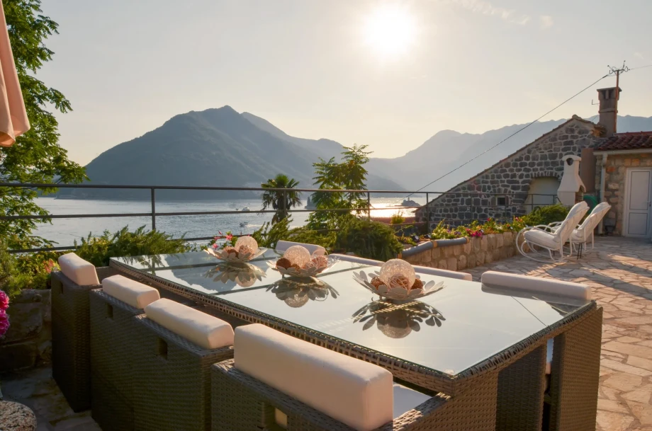 Table on the Terrace for Fun and Enjoyment at Villa Corazón del Perasto