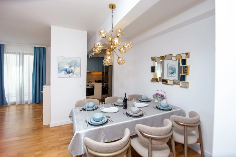 Elegant Dining Table in Moonstruck Villa with Pool in Budva