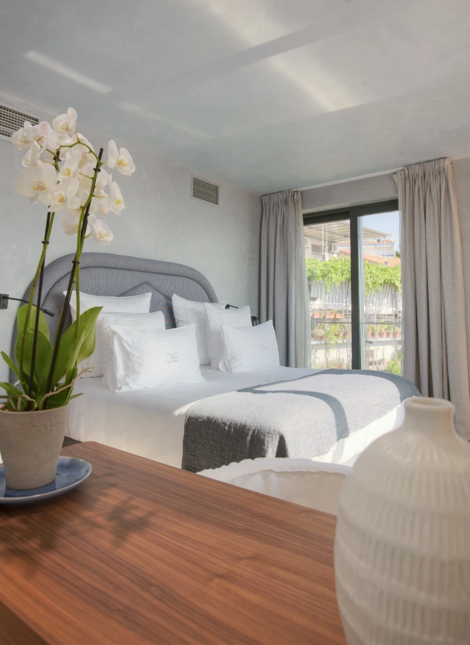 Spacious Bedroom with a Large Bed in a Montenegro Villa