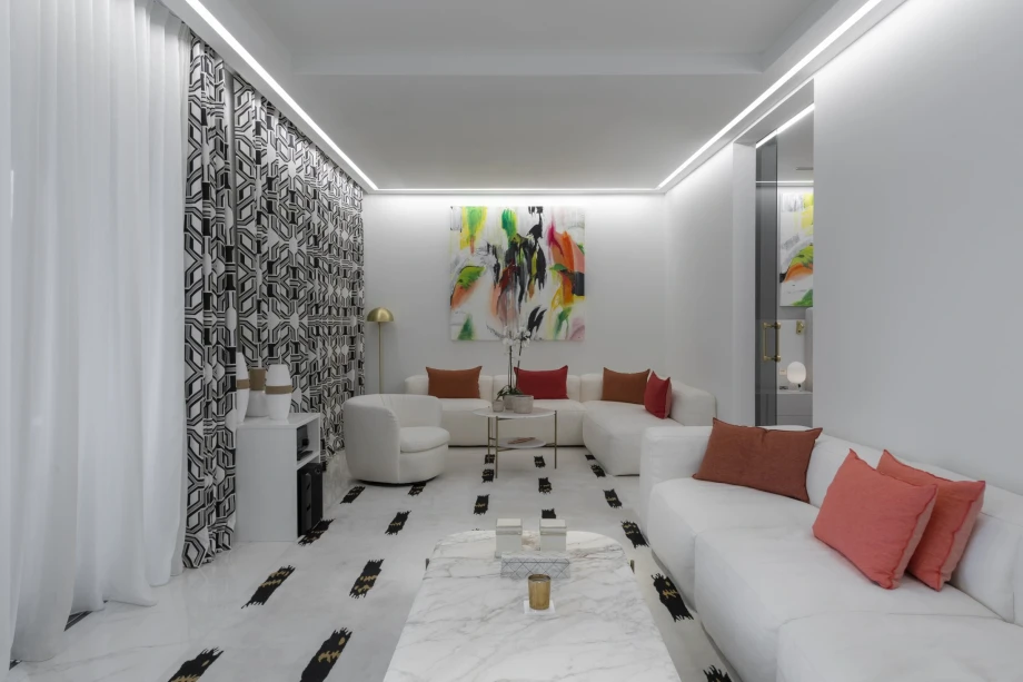 Spacious Living Room with Modern Design and Sea Views