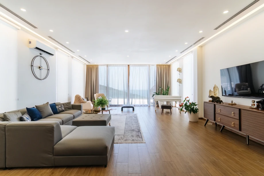 Spacious Living Room with Entertainment Setup