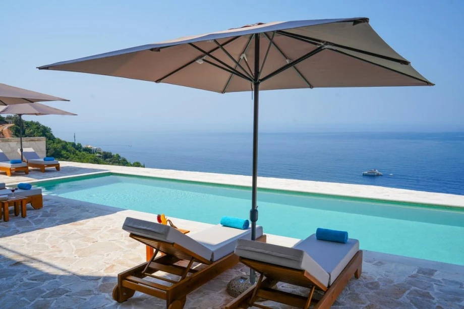 Inviting Outdoor Pool with Stunning Sea Views at the Villa