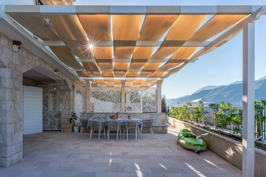 Elegant Dining Table on Terrace with Stunning Views at Montenegro Villa