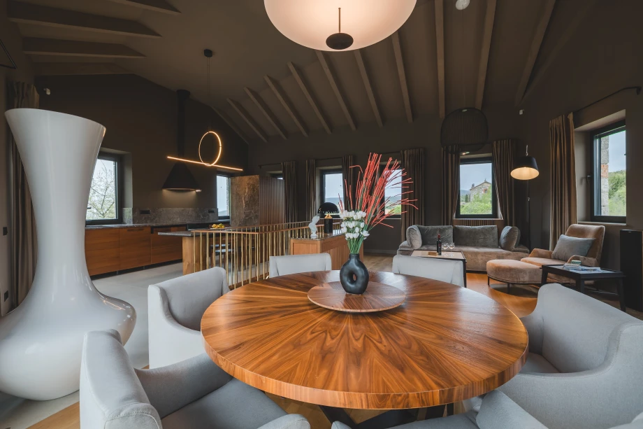 Elegant Indoor Dining Area with Garden View