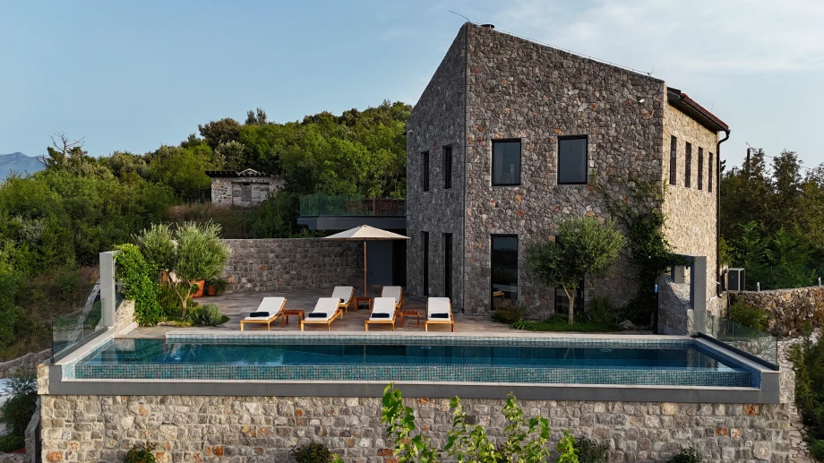 Infinity Pool with Scenic Views at Montenegrin Villa