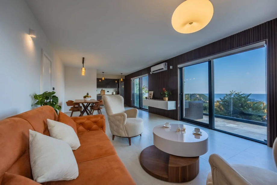 Spacious living room with modern design in a luxury Montenegro villa