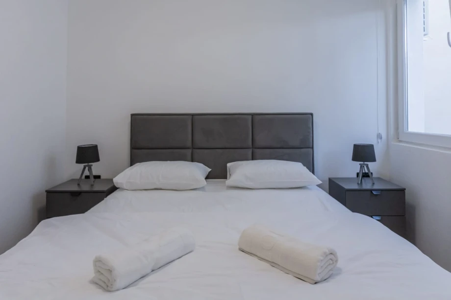 Bright and lighted bedroom with cozy atmosphere in Montenegro villa