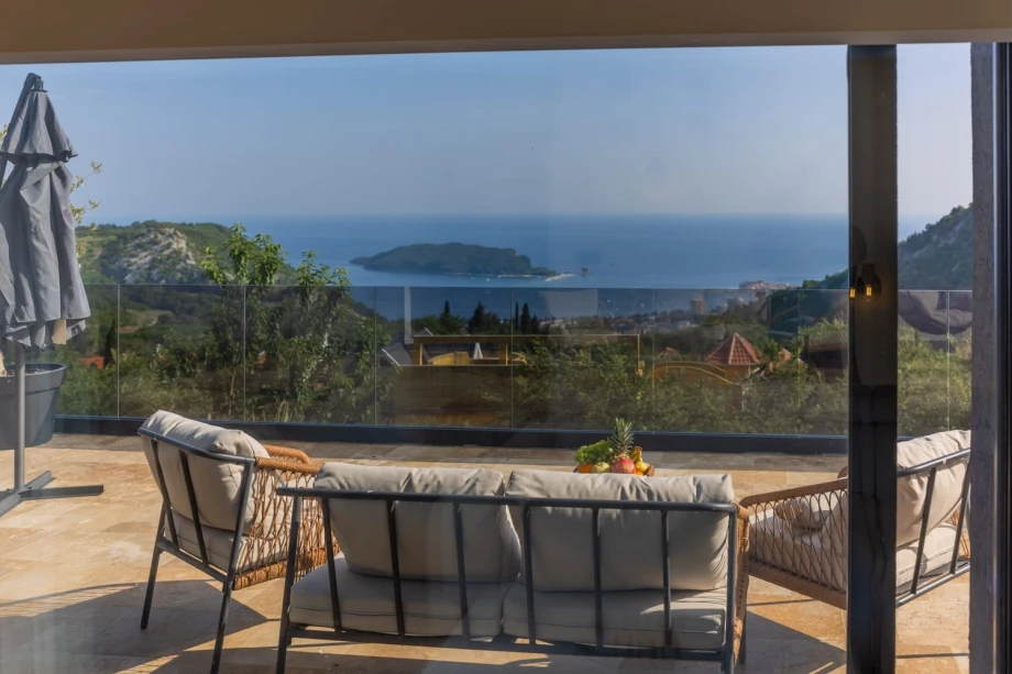 Scenic terrace at Montenegro villa with a wonderful view and outdoor seating