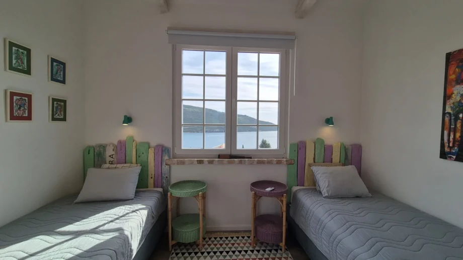 Sea View Bedroom Retreat with window at Tranquil Bay Villa Montenegro