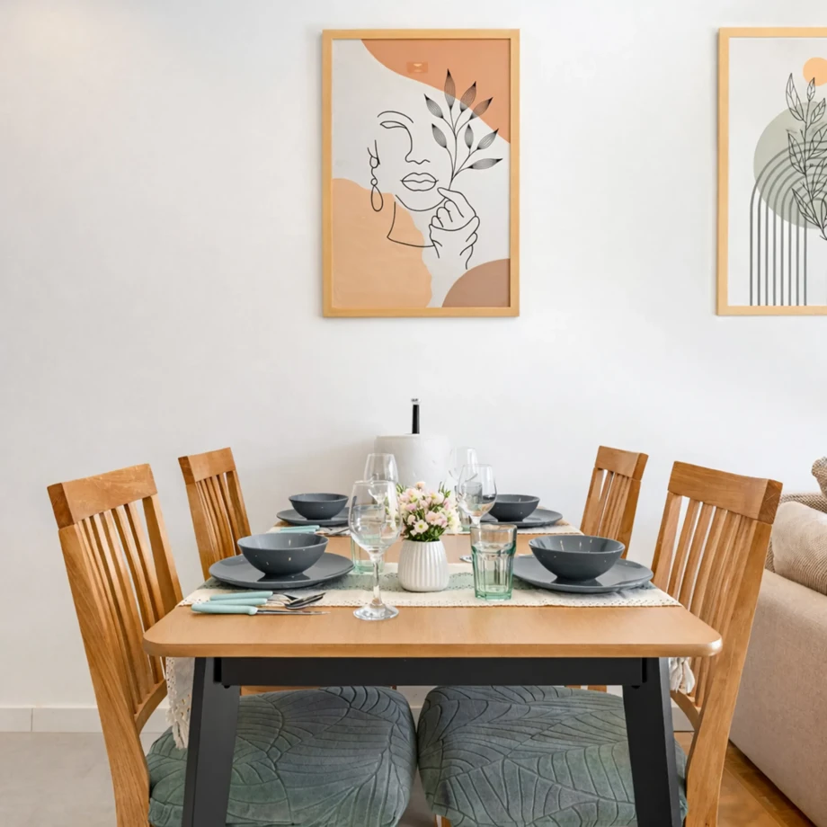 Elegantly Set Dining Table at Azure Echo Retreat